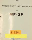 SIP-SIP MP-2P, Jig Boring Mill, Preliminatry Instructions Manual-MP-2P-01